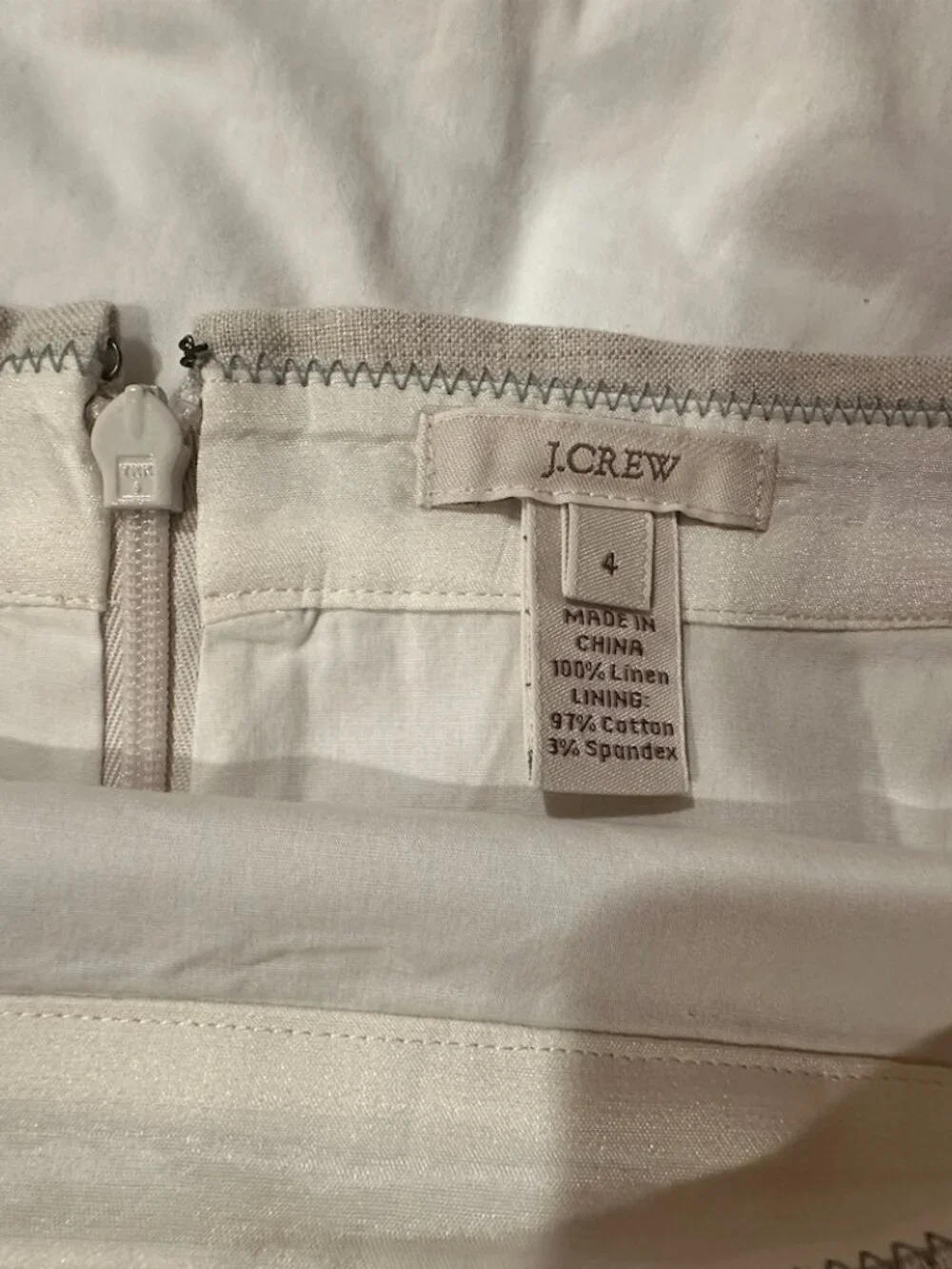 J Crew 100% Linen Beige Skirt, Size 4